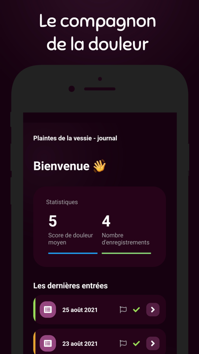 Screenshot #1 pour Douleur vésicale - Journal