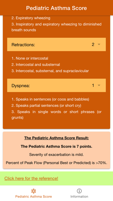 Pediatric Asthma Severity Screenshot