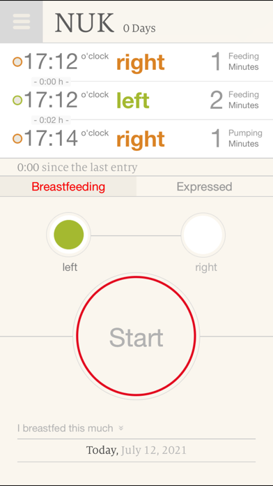Breastfeeding Calendar Screenshot
