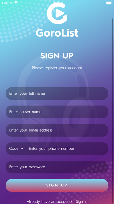 GoroList Screenshot