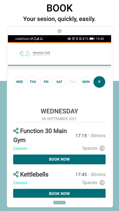 Moreton Hall Health Club Screenshot