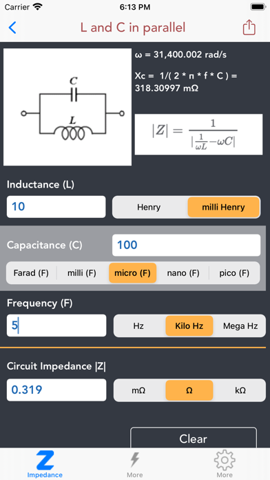 Impedance Calculators Screenshot
