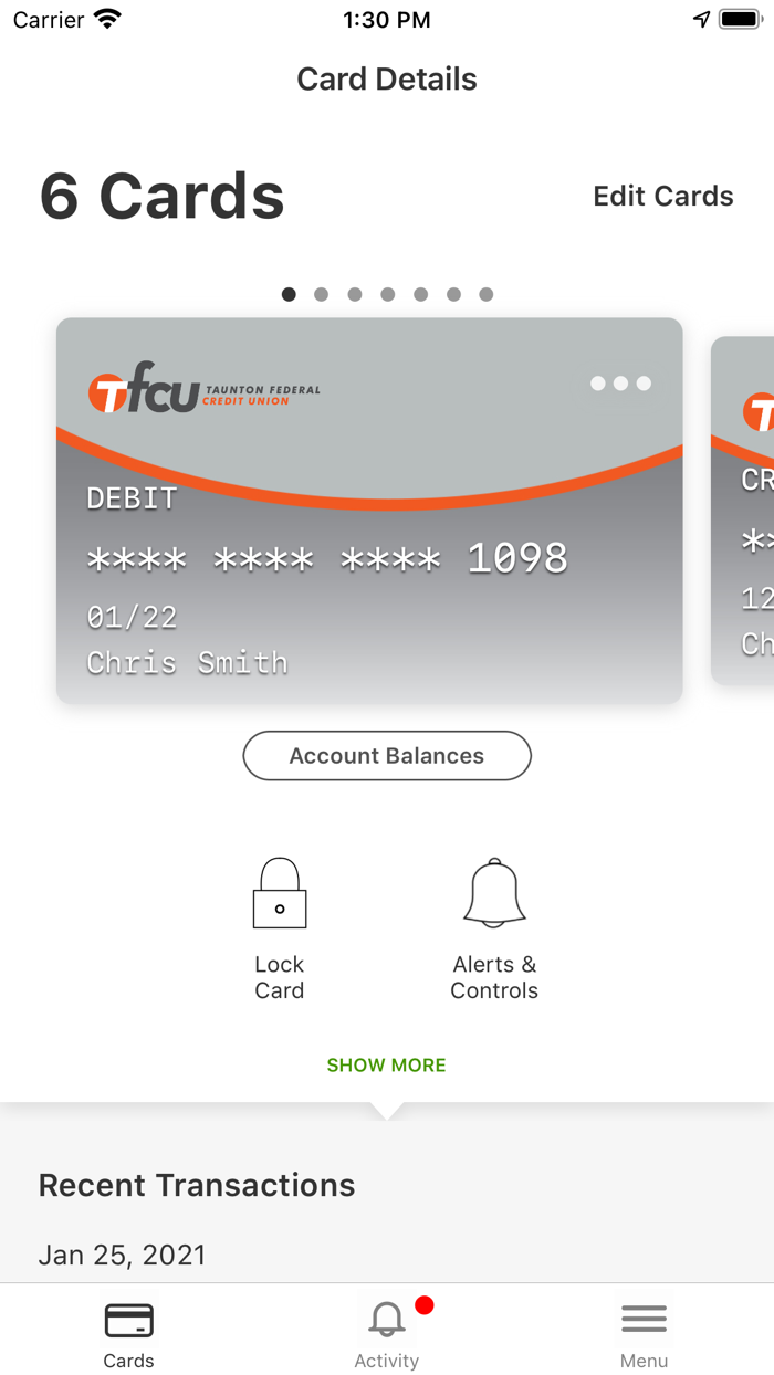 TFCU Card Control