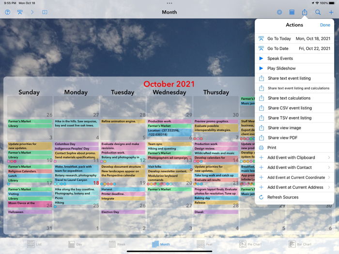 Perspectiva Calendars Charts