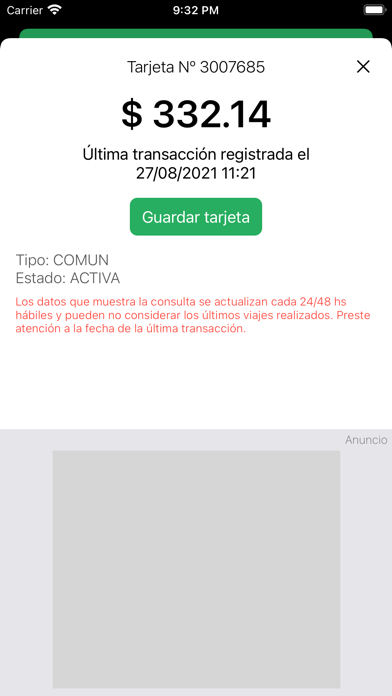 Saldo Colectivos Tucumán Screenshot