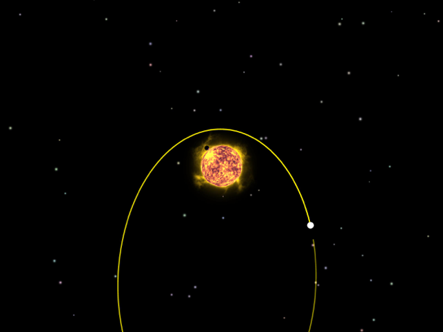 ‎Planeta Grawitacja — zrzut ekranu z symulacją orbity