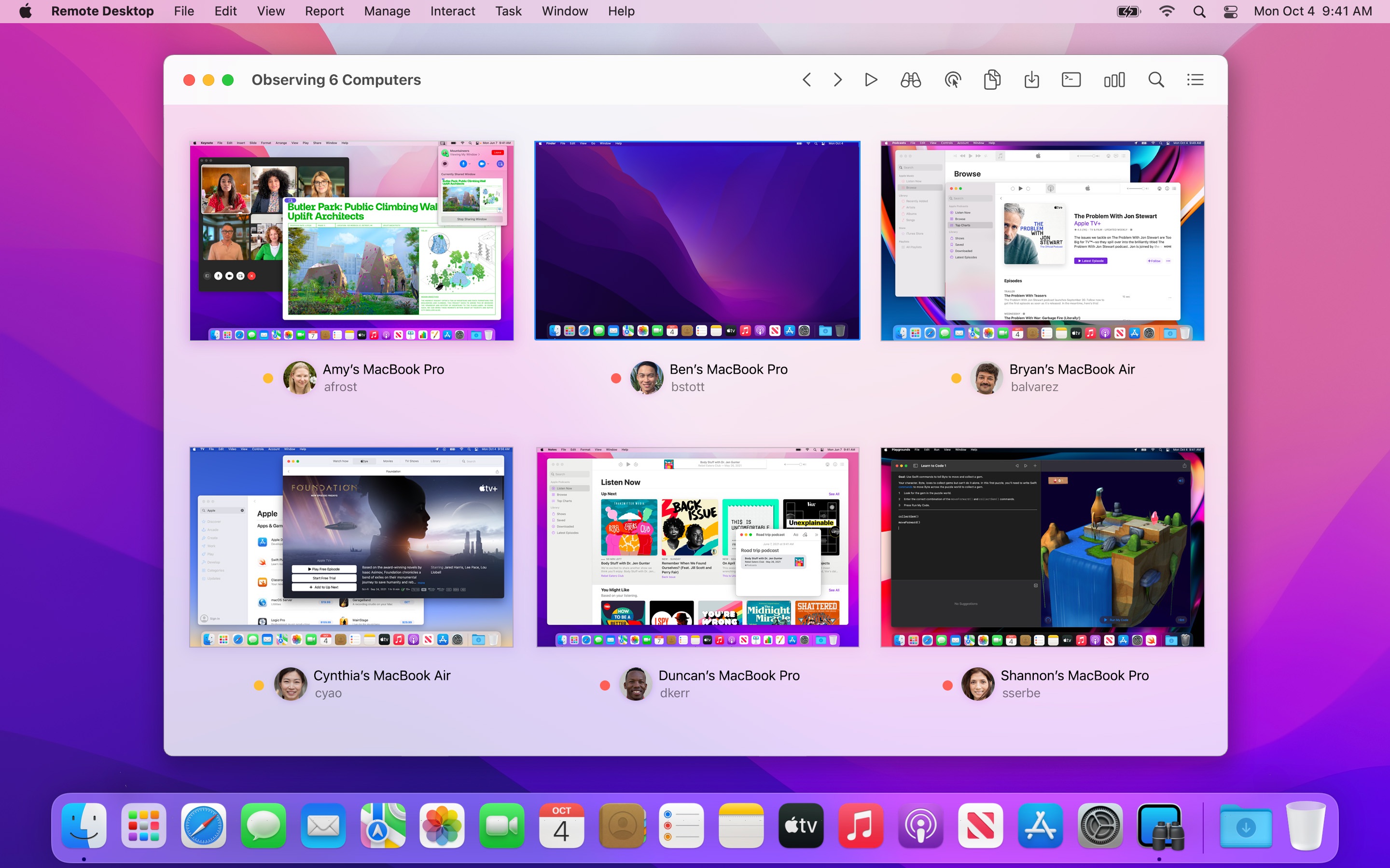 Screenshot do app Apple Remote Desktop
