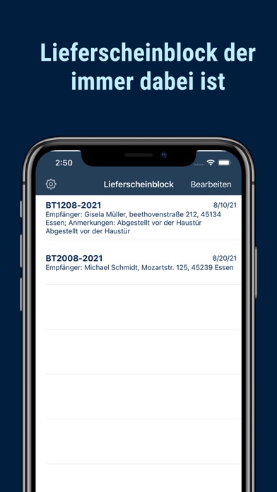 Lieferscheinblock Screenshot