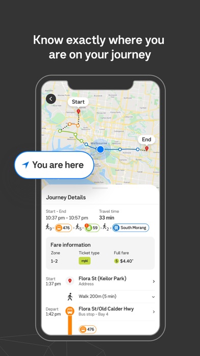 Public Transport Victoria app Screenshot