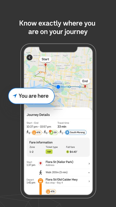 Public Transport Victoria app Screenshot