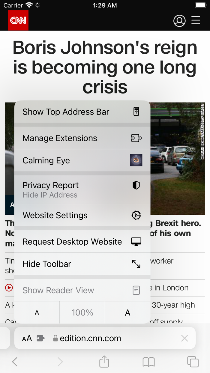 Warm reader mode for safari