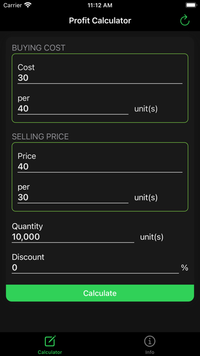 Profit Calculator, Revenue Screenshot