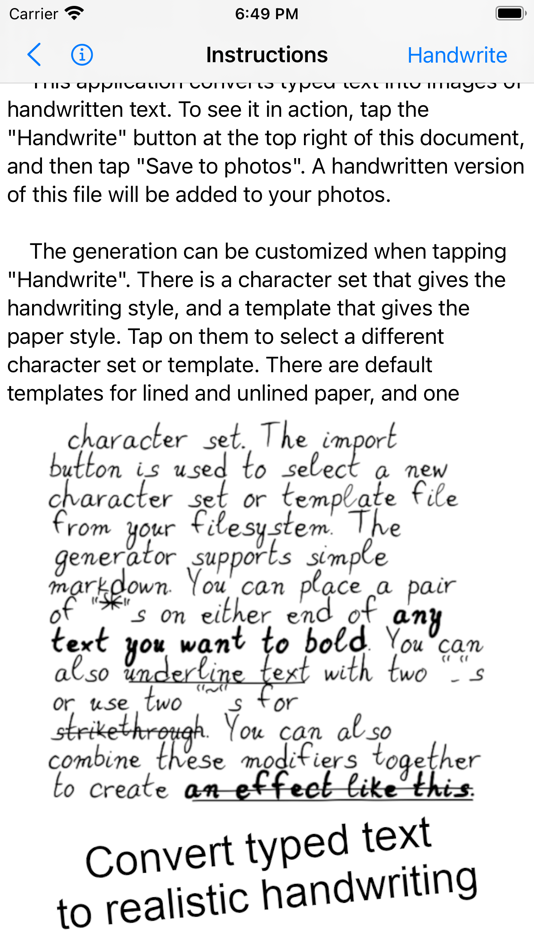 #1. Text2Handwriting (iOS) By: David Long