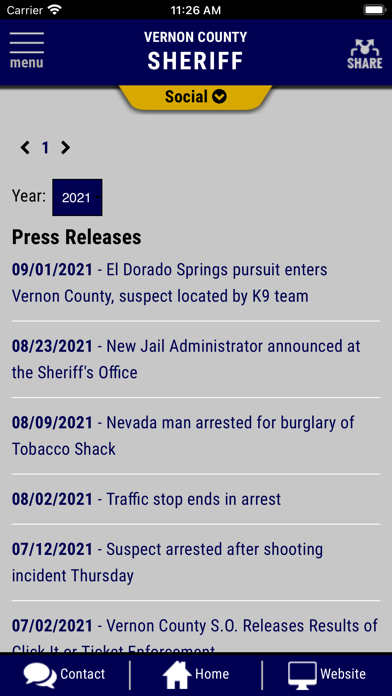 Vernon County Missouri Sheriff Screenshot