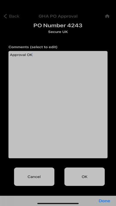 GHA PO Approval Screenshot