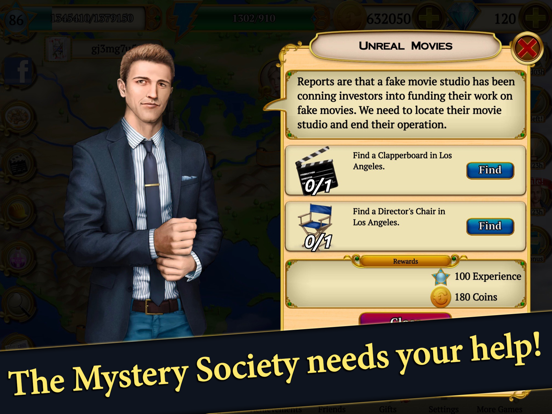 Hidden Objects Mystery Society iPad app afbeelding 5