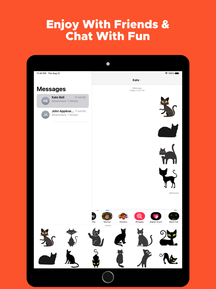 Cute Black Cat Stickers Pack