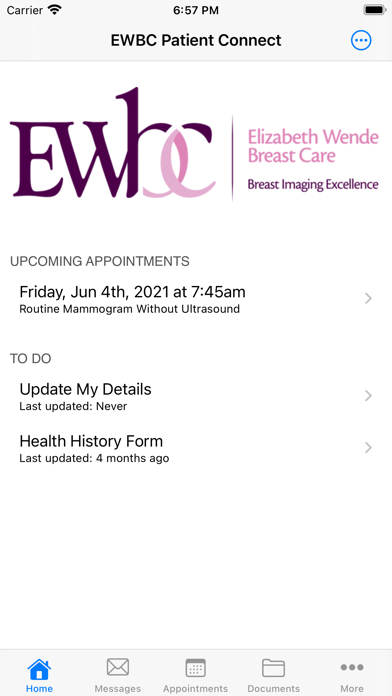 EWBC Patient Connect Screenshot