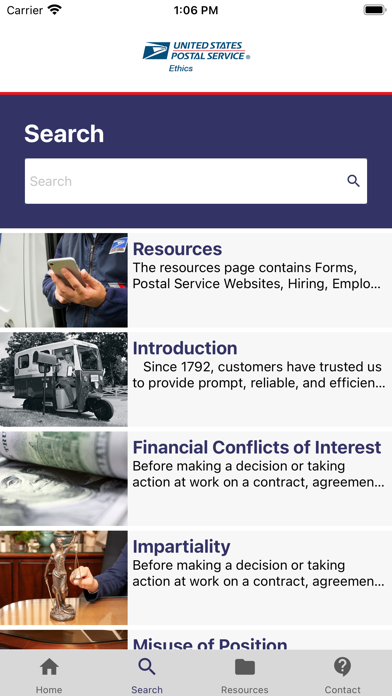 USPS Ethics Screenshot