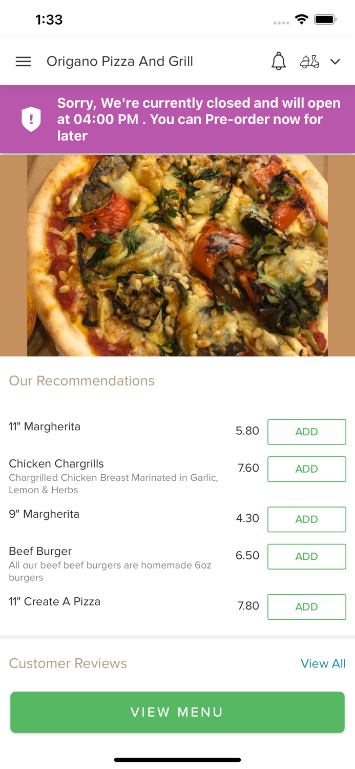 Origano Pizza And Grill