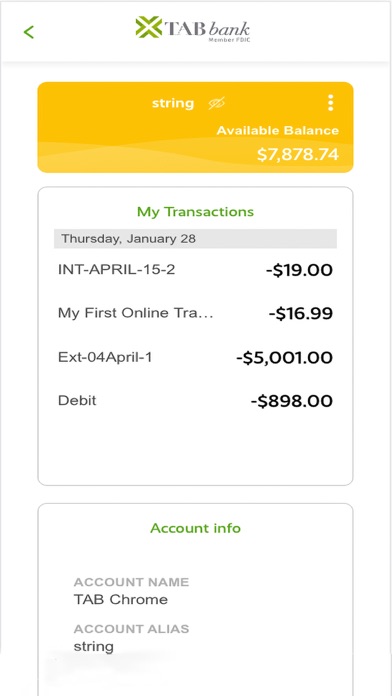 TAB Personal Banking Screenshot
