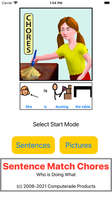 Sentence Match Chores Screenshot