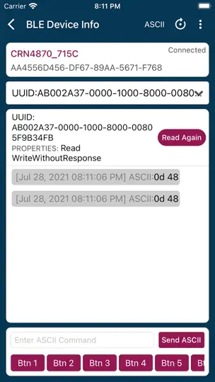 Captura de pantalla de BLE Device Info en iPhone 3
