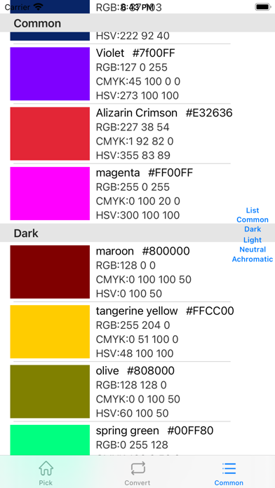 Color Tools - RGB, CMYK, HSV Screenshot