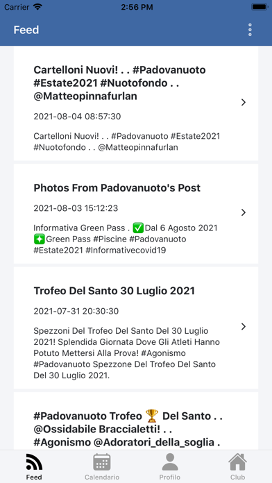 Padova nuoto Screenshot
