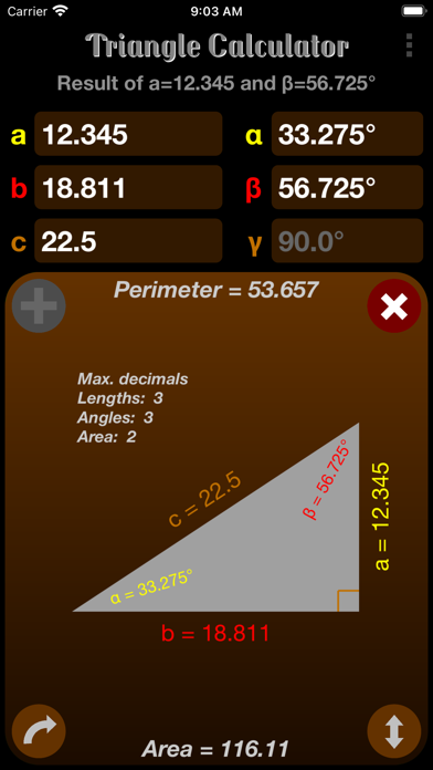 Triangle Calculator Screenshot