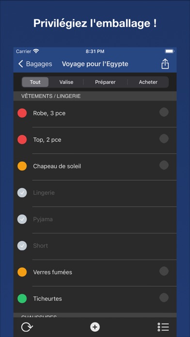 Screenshot #3 pour Planificateur de bagages