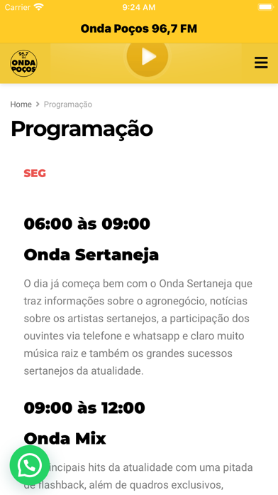 Onda Poços FM 96,7 Screenshot