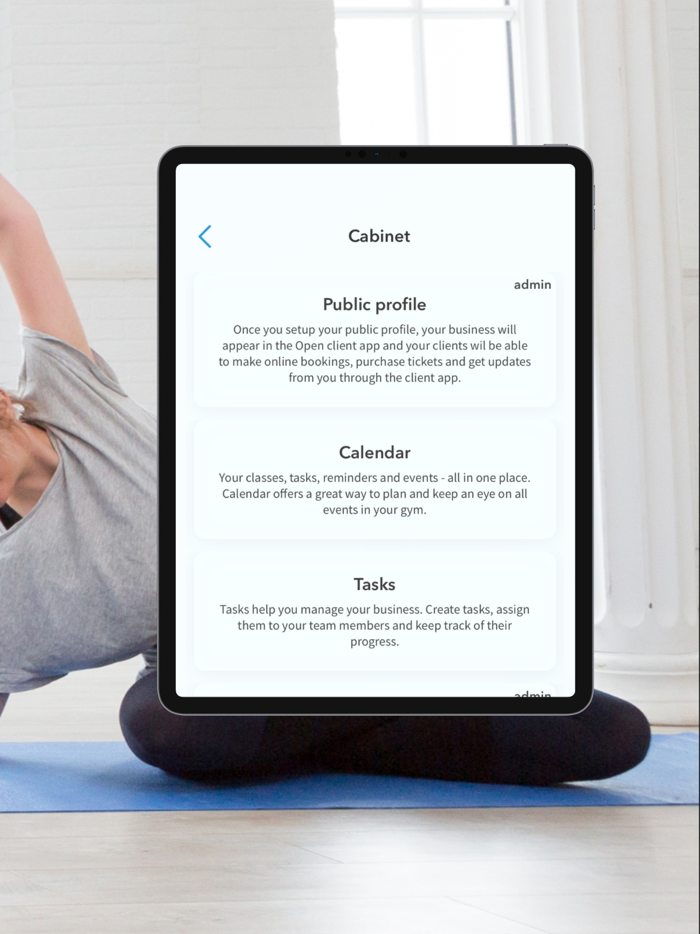 Open Manager. Yoga and Gym