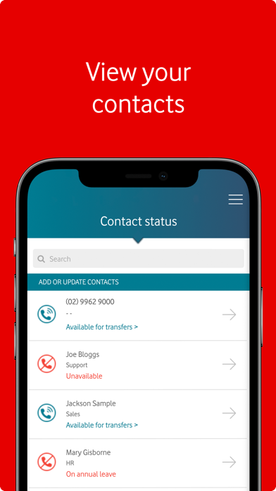 Vodafone Business Answering Screenshot