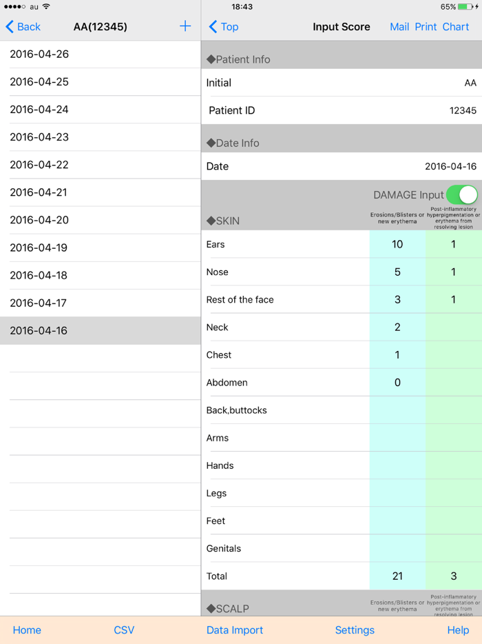 天疱瘡重症度スコア（PDAI）
