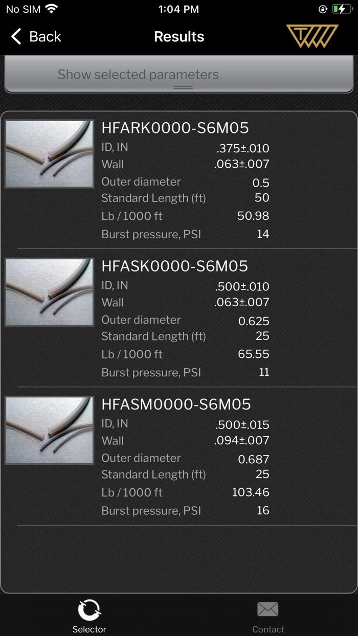 Tubing and Hose Selector