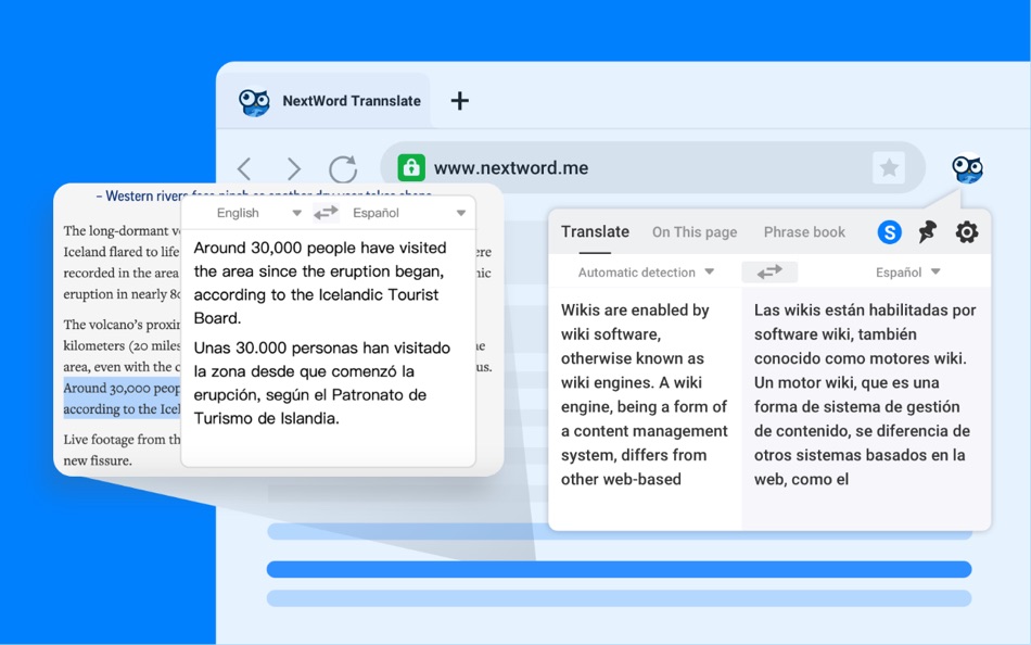 #2. NextWord Translate (macOS) De: Learning languages when browsing, speed-up your reading, turn every webpage to bilingual.