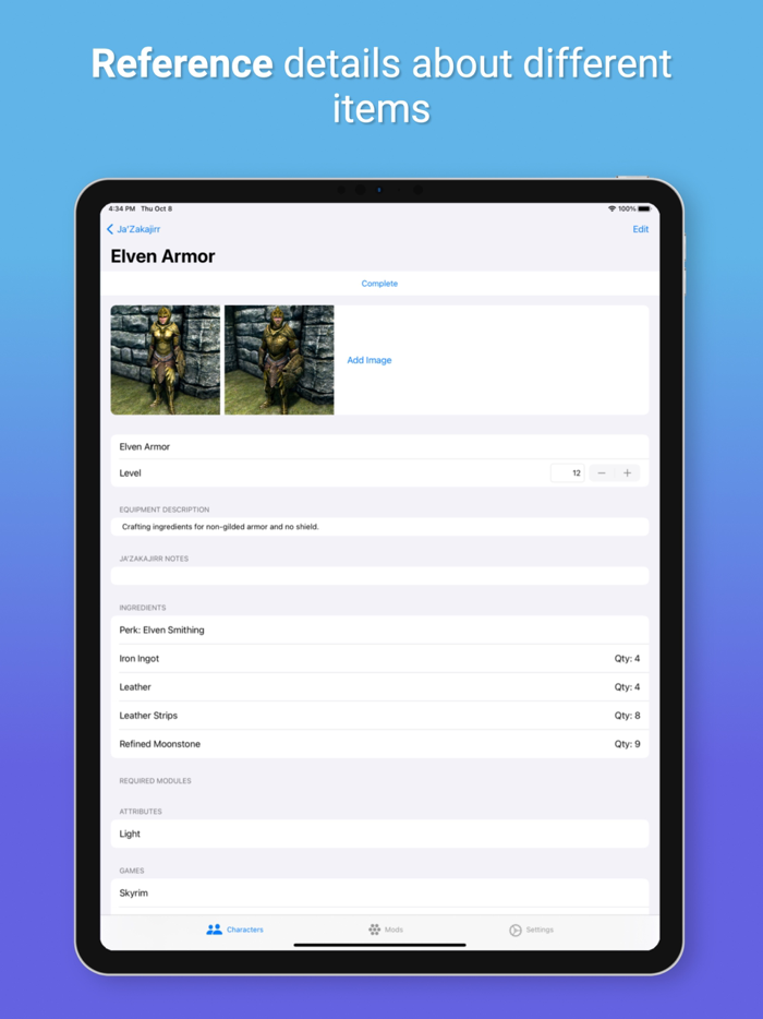 Character Tracker for Skyrim