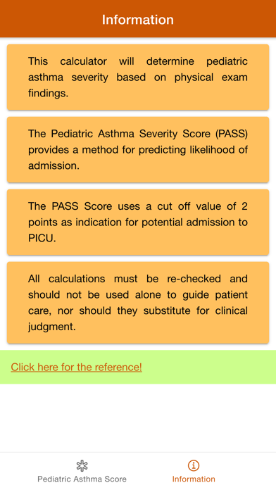 Pediatric Asthma Severity Screenshot