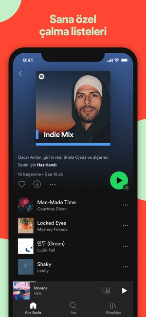 spotify muzik dinle ve indir app store da