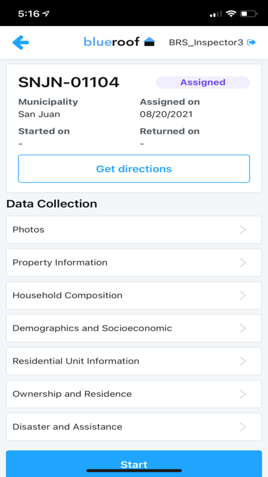 Blue Roof Survey Screenshot