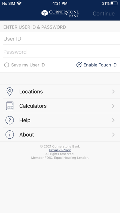 Cornerstone Bank (NJ) Screenshot