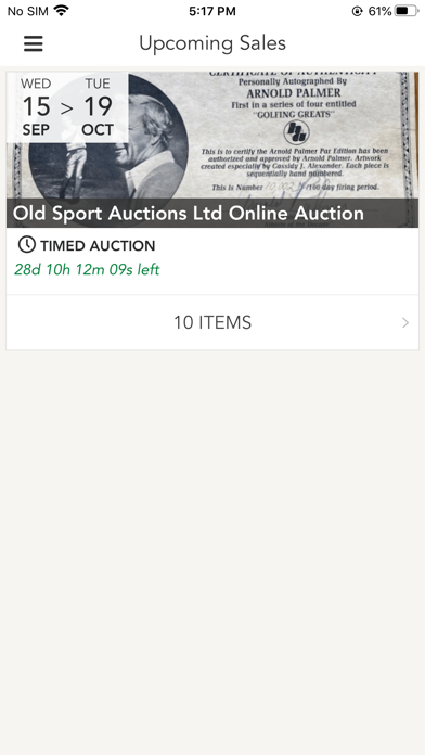 Old Sports Auction Screenshot