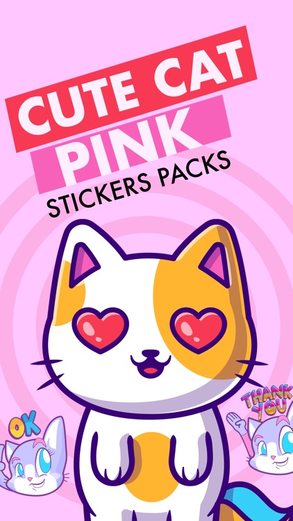 Cute Cat Pink Stickers Pack