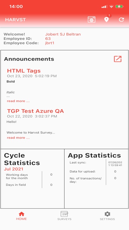 Harvst Survey for TGP