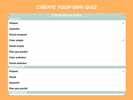 Franse werkwoorden Quiz iPad app afbeelding 3
