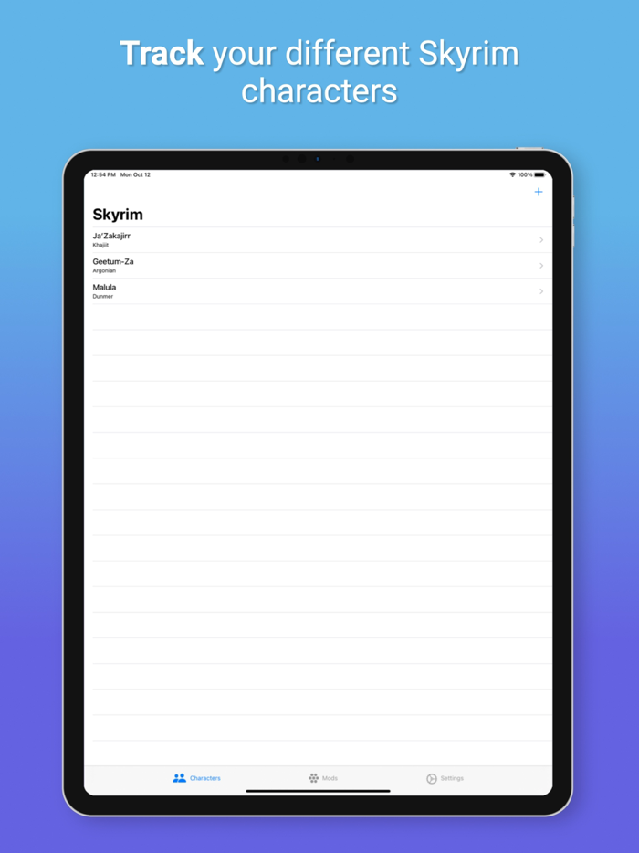 Character Tracker for Skyrim