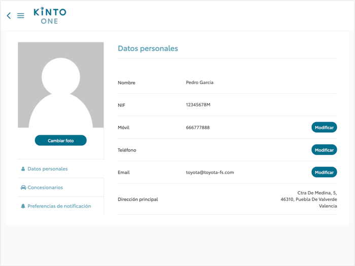 Kinto One Portal de clientes