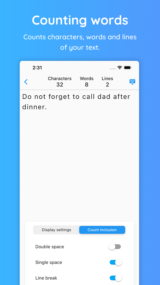 #1. Word Count Notepad (iOS) 由: NAOYA ONO