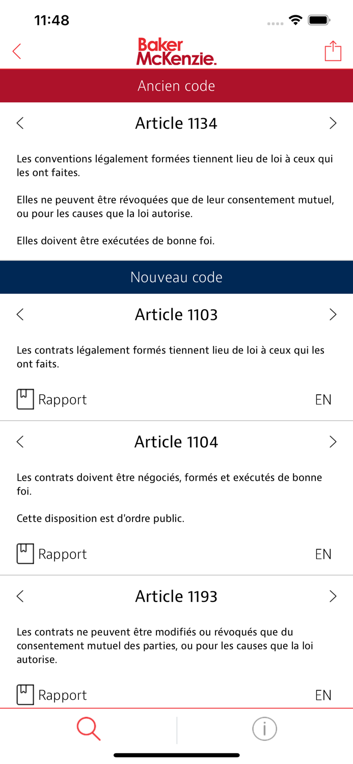 BakerMcKenzie Réforme Contrats